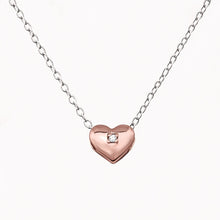 Load image into Gallery viewer, 14K Rose Gold Vermeil Zirconia Puffed Heart Necklace