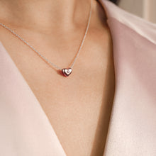 Load image into Gallery viewer, 14K Rose Gold Vermeil Zirconia Puffed Heart Necklace