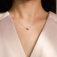 Load image into Gallery viewer, 14K Rose Gold Vermeil Zirconia Puffed Heart Necklace