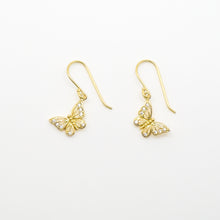Load image into Gallery viewer, 14k Gold Vermeil CZ Filigree Butterfly Earrings
