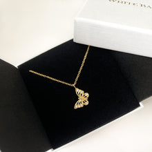 Load image into Gallery viewer, 14k Gold Vermeil CZ Filigree Butterfly Necklace