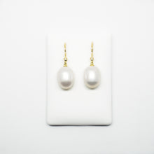 Load image into Gallery viewer, 14k Solid Gold Diamond Pearl Drop Earrings