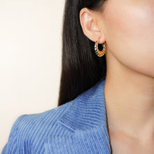Load image into Gallery viewer, 18K Gold Vermeil Croissant Creole Earrings