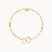 Load image into Gallery viewer, 18K Gold Vermeil Interlocking Hearts Double Chain Bracelet