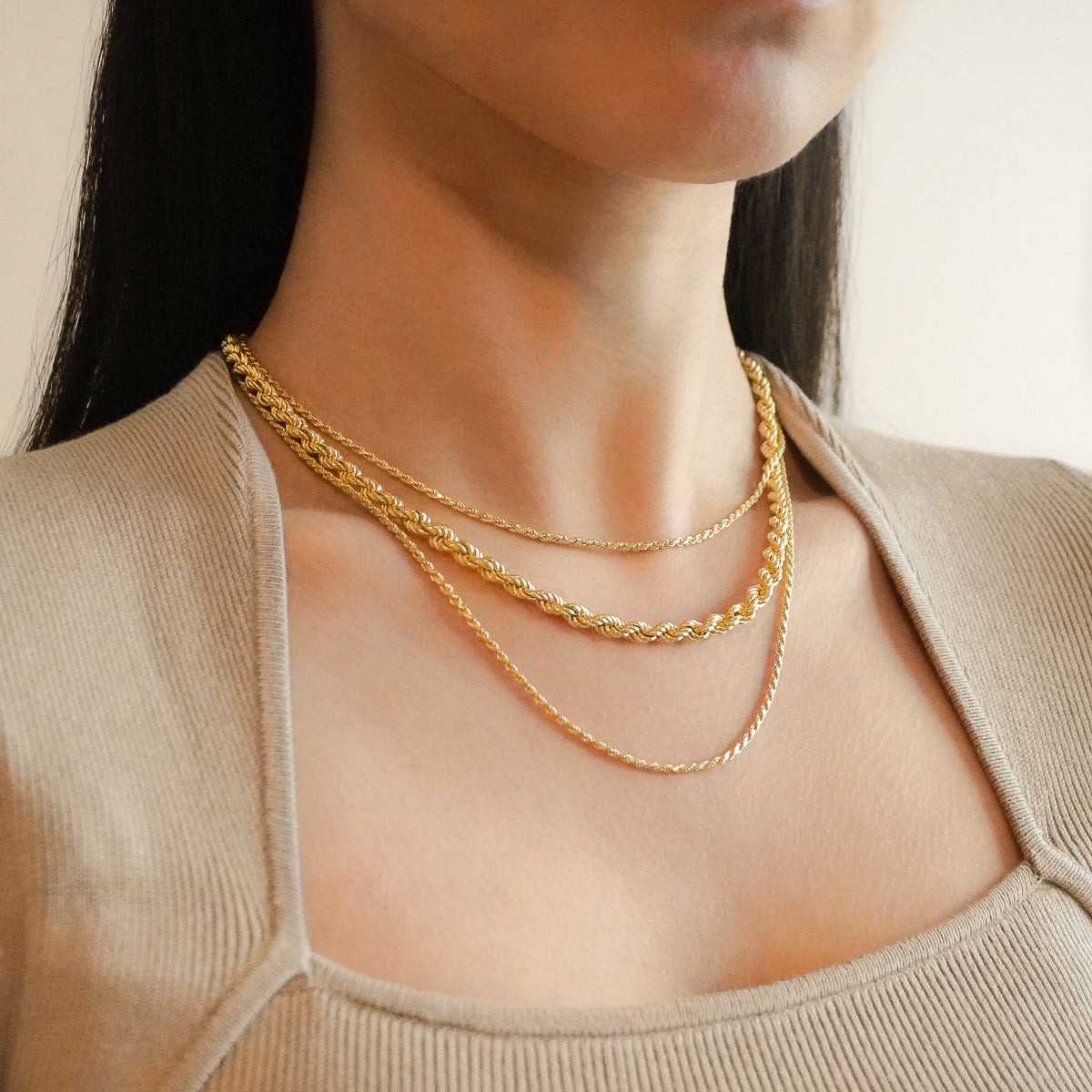 18K Gold Vermeil Rope Chain Necklace | 5mm | 45 cm – White Basis