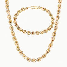 Load image into Gallery viewer, 18K Gold Vermeil Rope Chain Necklace & Bracelet Set