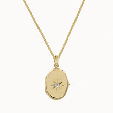 Load image into Gallery viewer, 18K Gold Vermeil Star Oval Locket Necklace