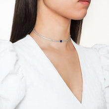 Load image into Gallery viewer, Sapphire Heart Tennis Necklace | Rhodium Plated 925 Sterling Silver