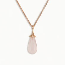 Load image into Gallery viewer, 18k Rose Gold Vermeil Rose Quartz Drop Necklace