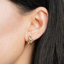 Load image into Gallery viewer, 18k Gold Vermeil Waffle Hoop Earrings