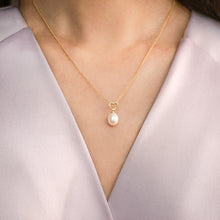 Load image into Gallery viewer, Pearl & Heart Pendant Necklace in 14k Gold Vermeil