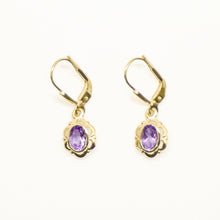 Load image into Gallery viewer, 8K Solid Gold Amethyst Floral Earrings