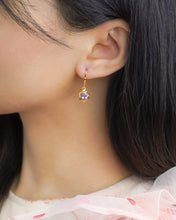 Load image into Gallery viewer, 8K Solid Gold Amethyst Floral Earrings