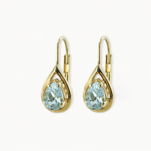 Load image into Gallery viewer, 8K Gold Blue Topaz Teardrop Earrings