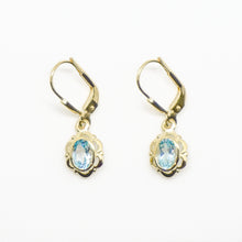 Load image into Gallery viewer, 8K Gold Blue Topaz Floral Earrings