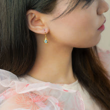 Load image into Gallery viewer, 8K Gold Blue Topaz Floral Earrings