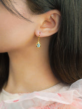 Load image into Gallery viewer, 8K Gold Blue Topaz Floral Earrings