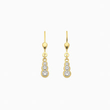 Load image into Gallery viewer, 8k Solid Gold Zirconia Triple Drop Earrings