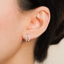 Load image into Gallery viewer, Solid 8k Gold Zirconia Hinged Hoop Earrings