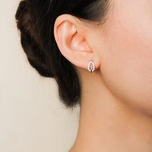 Load image into Gallery viewer, Solid 8k Gold Zirconia Hinged Hoop Earrings