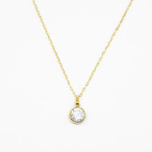 Load image into Gallery viewer, 8k Solid Gold Zirconia Solitaire Necklace