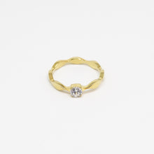 Load image into Gallery viewer, 18k Gold Vermeil CZ Wave Solitaire Ring