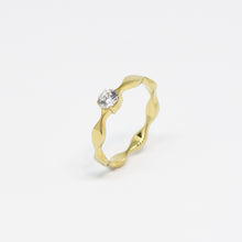 Load image into Gallery viewer, 18k Gold Vermeil CZ Wave Solitaire Ring