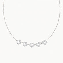 Load image into Gallery viewer, Cubic Zirconia Halo heart Necklace | White Gold Plated Sterling Silver