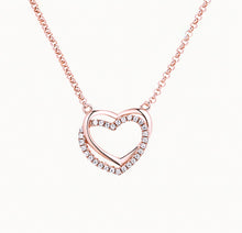 Load image into Gallery viewer, Double Heart Pendant Necklace with Zirconia |18k Rose Gold Vermeil