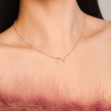 Load image into Gallery viewer, Double Heart Necklace & Earrings Set | Rose Gold Plated Sterling Silver 925