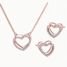 Load image into Gallery viewer, Double Heart Necklace & Earrings Set | Rose Gold Plated Sterling Silver 925