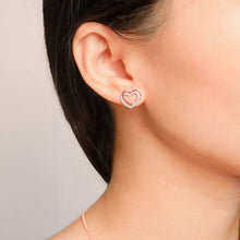 Load image into Gallery viewer, Double Heart Necklace & Earrings Set | Rose Gold Plated Sterling Silver 925