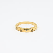 Load image into Gallery viewer, 18k Gold Vermeil Star Engraved CZ Ring