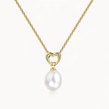 Load image into Gallery viewer, Pearl & Heart Pendant Necklace in 14k Gold Vermeil