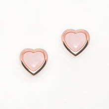 Load image into Gallery viewer, Rose Quartz Heart Earrings | Rose Gold Plated Sterling Silver