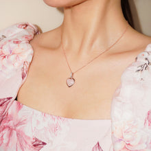 Load image into Gallery viewer, Rose Quartz Heart Necklace and Earrings Set | Rose Gold Vermeil on Sterling Silver