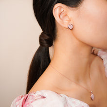 Load image into Gallery viewer, Rose Quartz Heart Earrings | Rose Gold Plated Sterling Silver