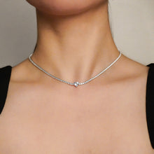 Load image into Gallery viewer, Tennis Necklace with Heart | Rhodium Plated Sterling Silver