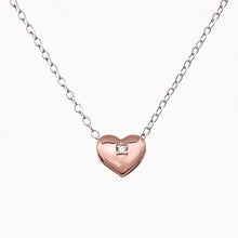 Load image into Gallery viewer, 14K Rose Gold Vermeil Zirconia Puffed Heart Necklace
