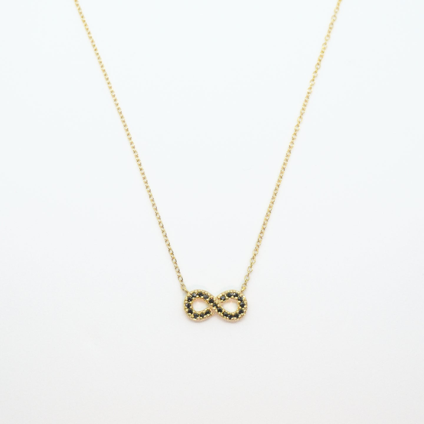 14k Gold Vermeil Black Zirconia Infinity Necklace