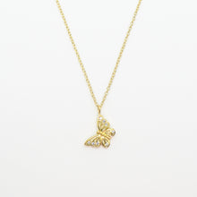 Load image into Gallery viewer, 14k Gold Vermeil CZ Filigree Butterfly Necklace
