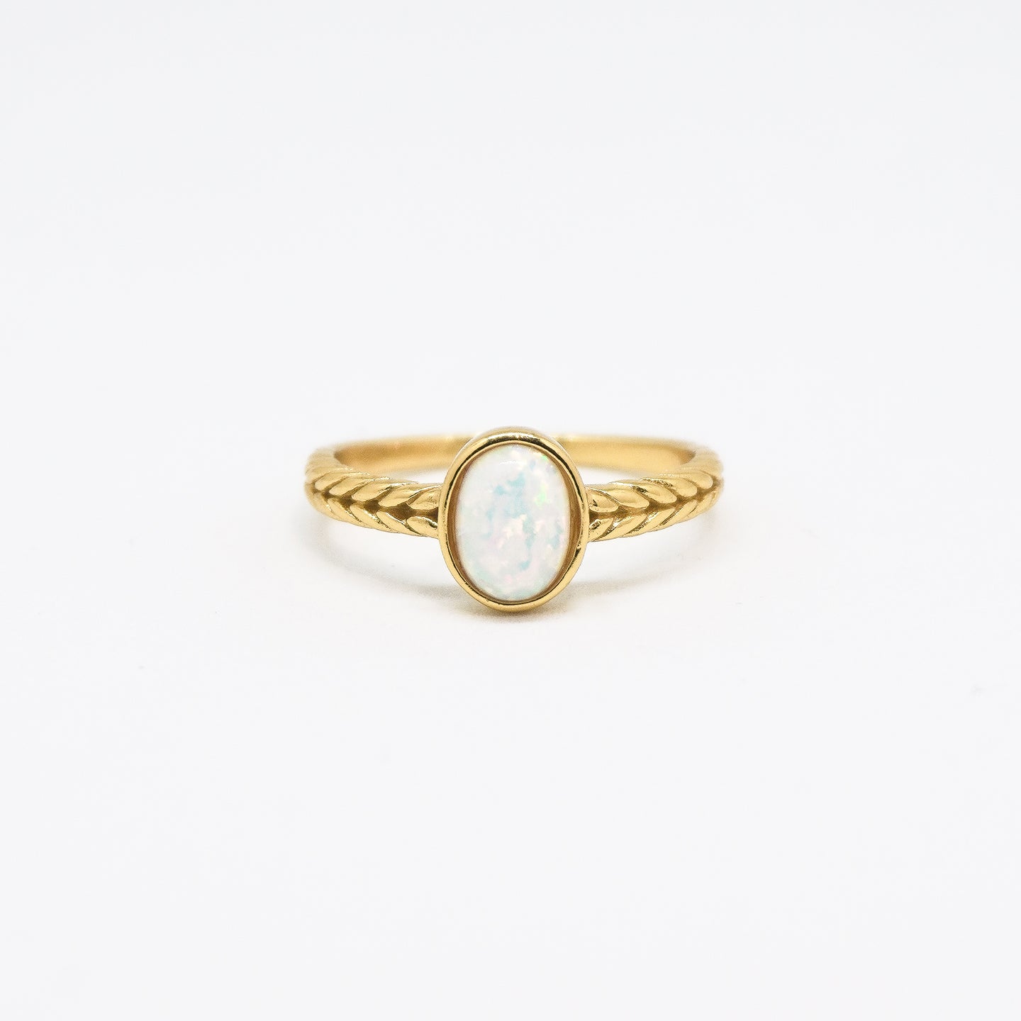 14k Gold Vermeil Opal Stone Braided Ring