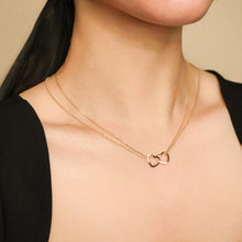 Load image into Gallery viewer, 18K Gold Vermeil Interlocking Hearts Double Chain Necklace
