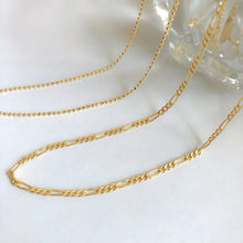 Load image into Gallery viewer, 18k Gold Vermeil Flat Figaro Chain Necklace

