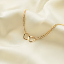 Load image into Gallery viewer, 18K Gold Vermeil Interlocking Hearts Double Chain Bracelet
