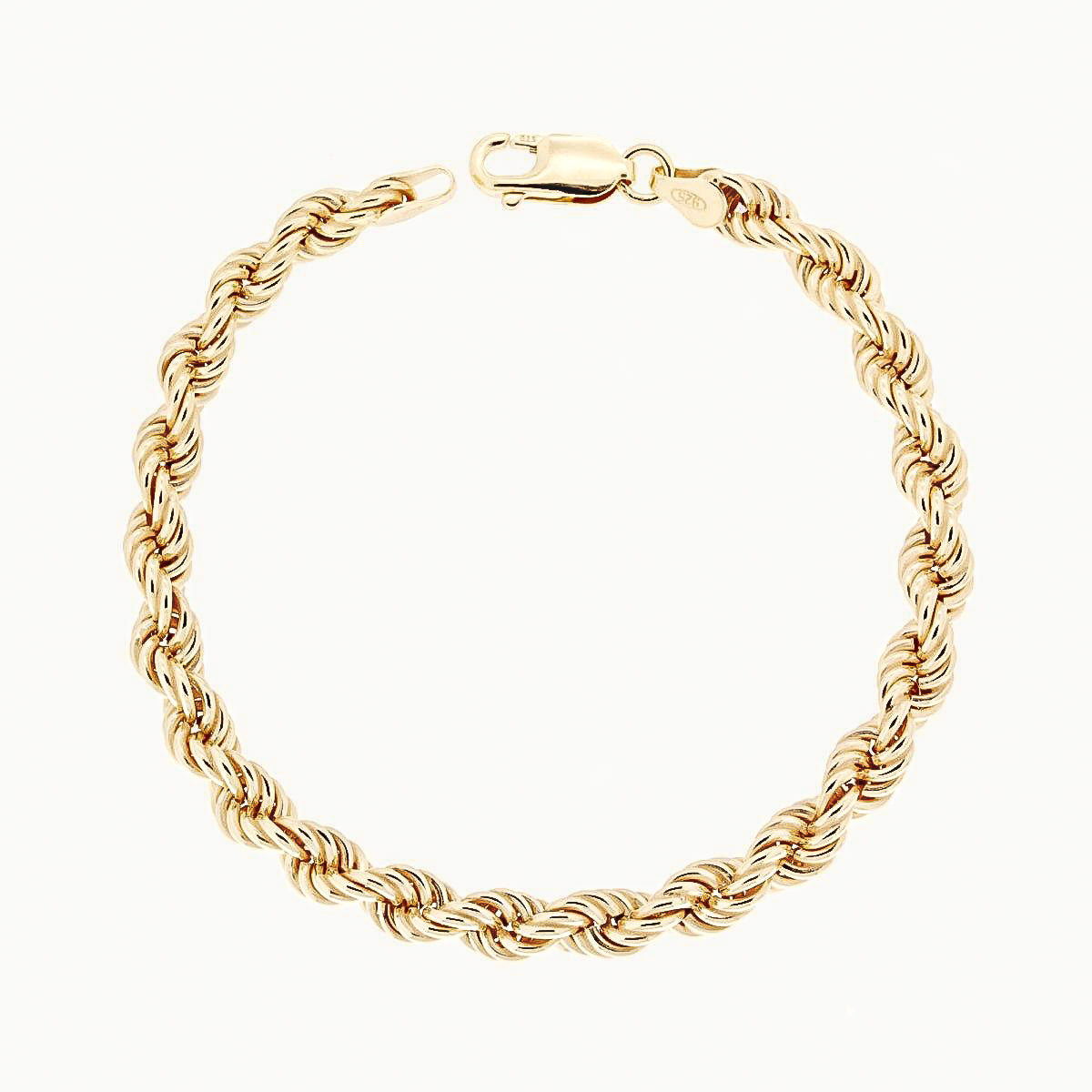 18K Gold Vermeil Rope Chain Bracelet | 5mm | 19 cm