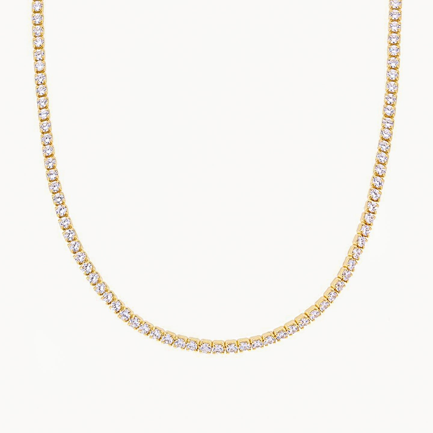 18k Gold Vermeil Cubic Zirconia Tennis Necklace