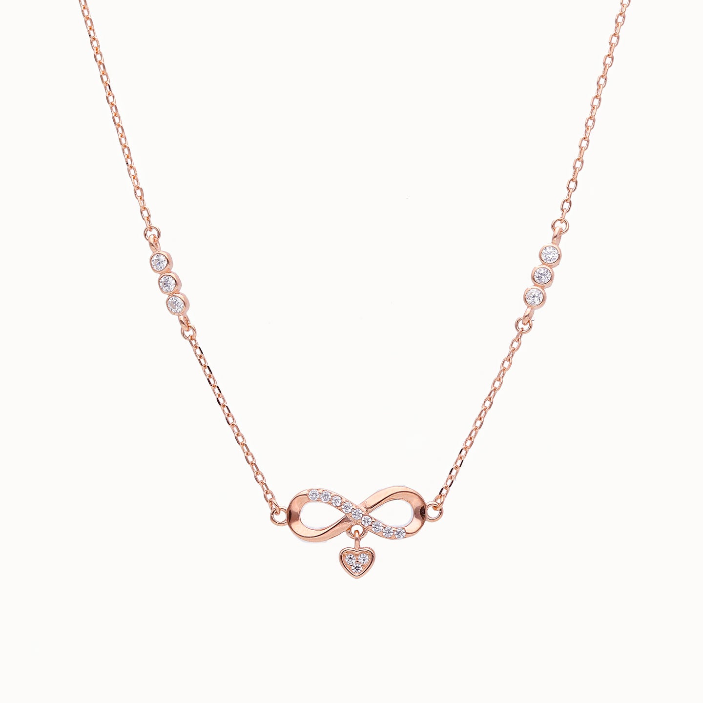 18K Rose Gold Vermeil Infinity and Heart Necklace