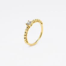 Load image into Gallery viewer, 18k Gold Vermeil Beaded Solitaire Stacking Ring
