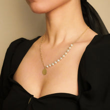 Load image into Gallery viewer, 18K Gold Vermeil Coin &amp; Freshwater Pearl Chain Necklace
